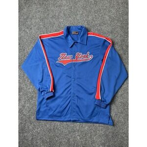 Young SCX Athletics Blue New York Button Jacket Red Stripe, Size L 14-16 Years